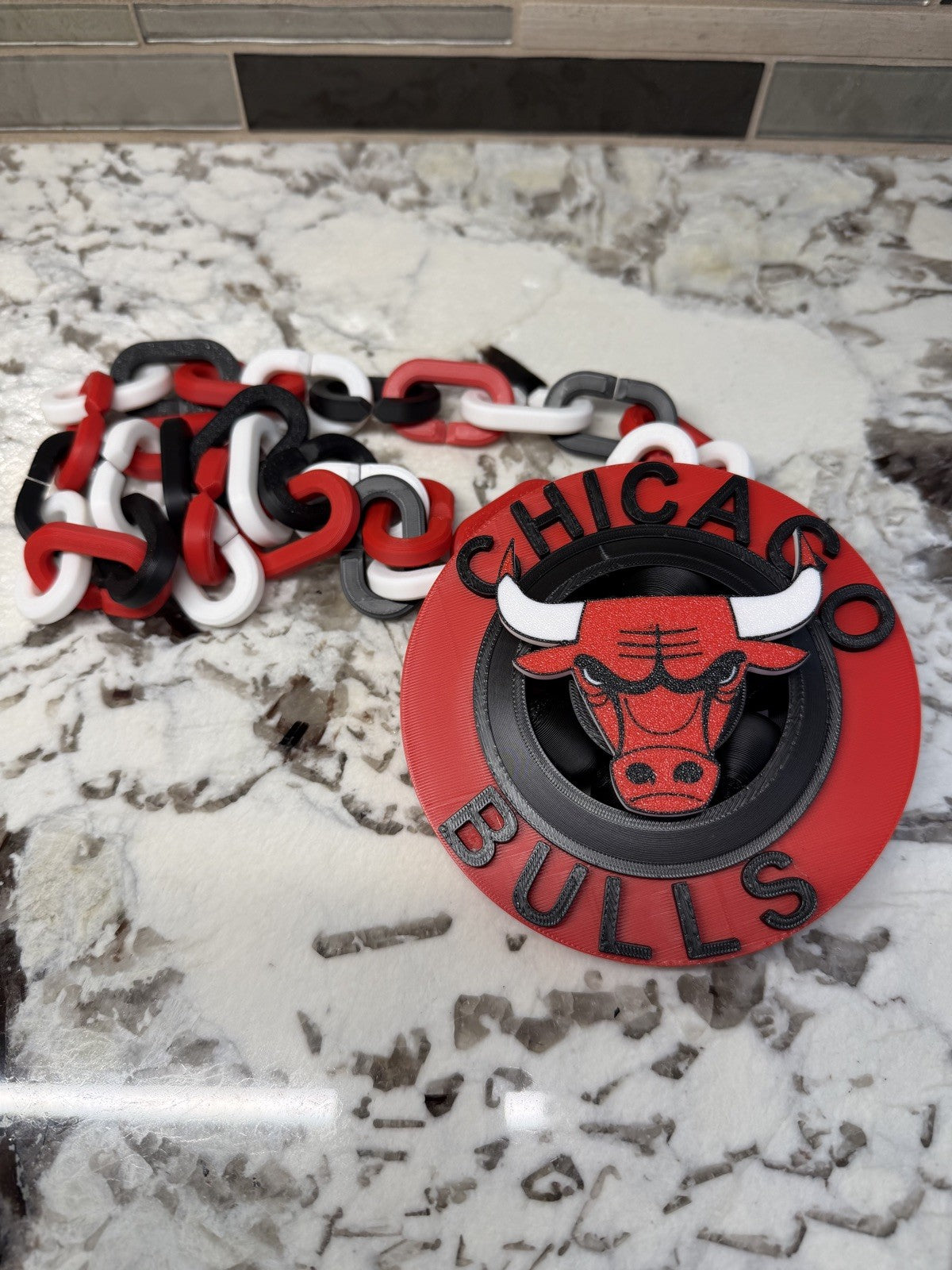 Chicago Bulls Spinner Turnover Chain | 4.75” Pendant | 36” Chain