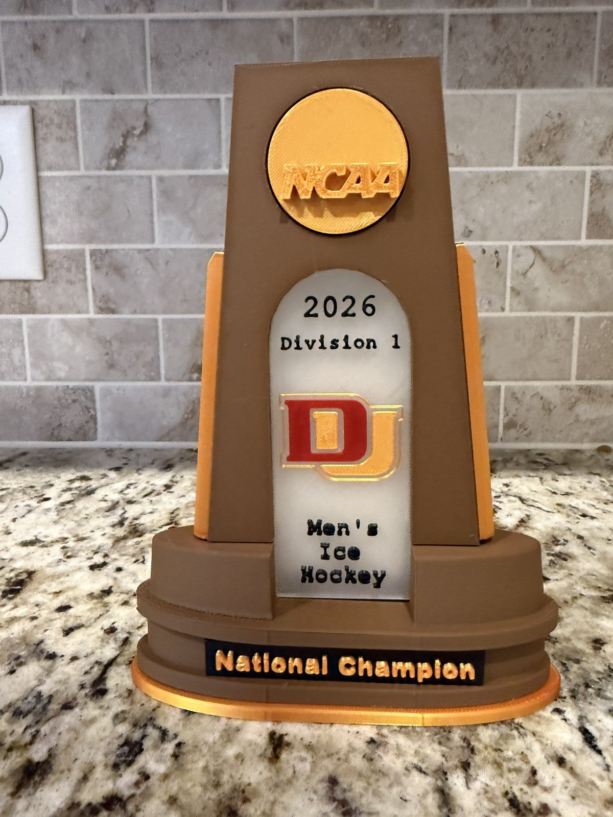 Denver pioneers 2026 hockey national championship trophy 3d printed custom