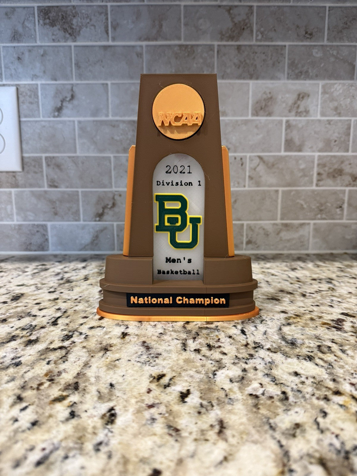Baylor bears 2021 ncaa national champion trophy. 3d printed. Custom made
