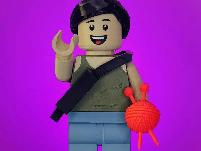 Crochet Girl Brick Figure 8 inches tall 3D Printed Lego Inspired