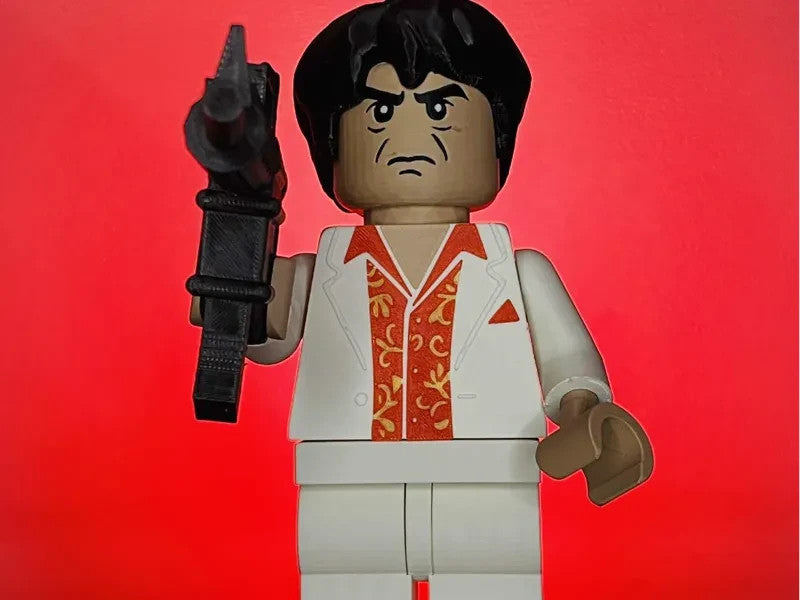 Scarface Tony Montana Brick Figure 8 inches tall 3D Printed Lego Inspired