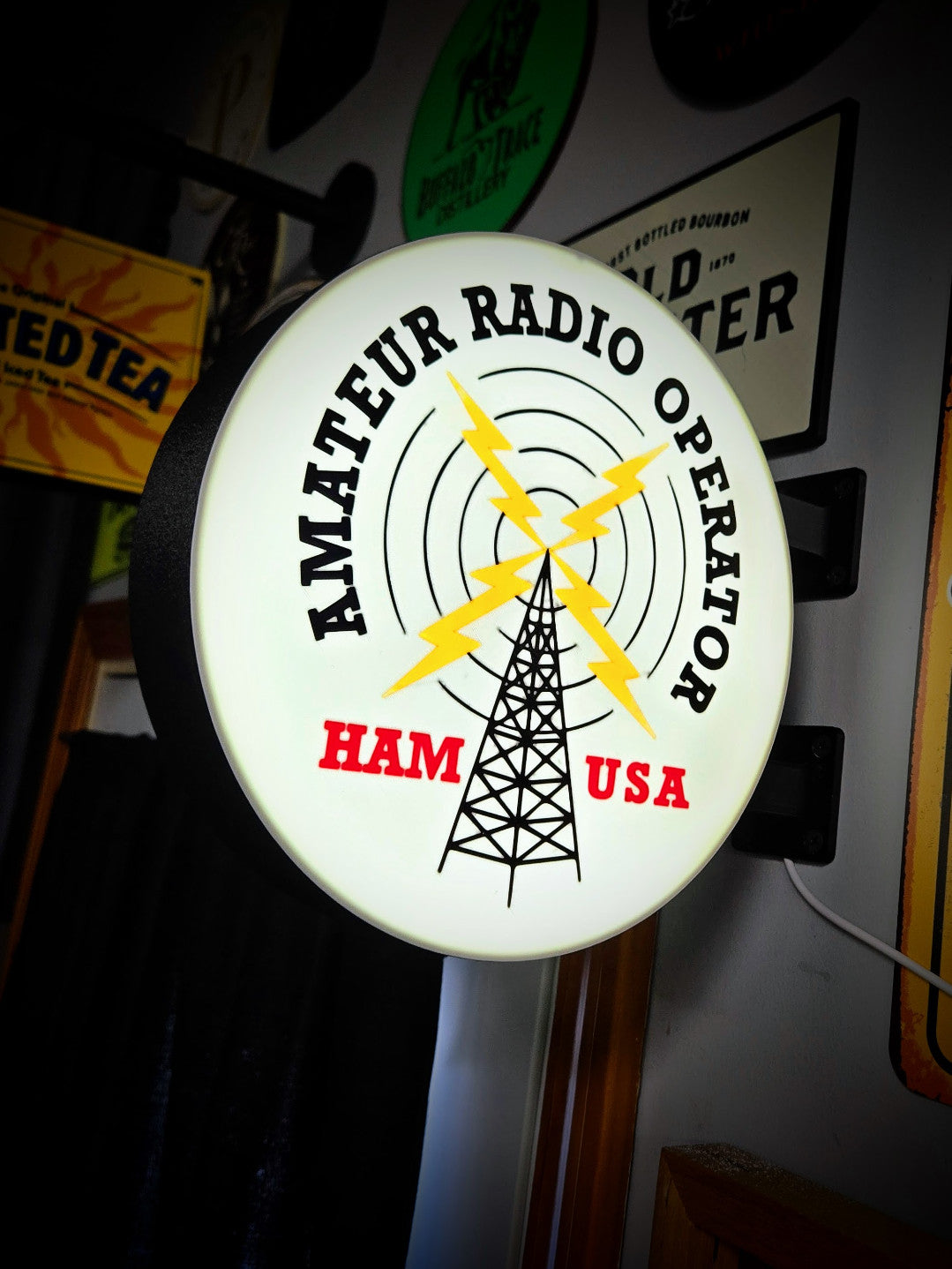 Amateur Radio Operator USA 12 Inch Light Box LED Sign 3D Printed Wall Decor