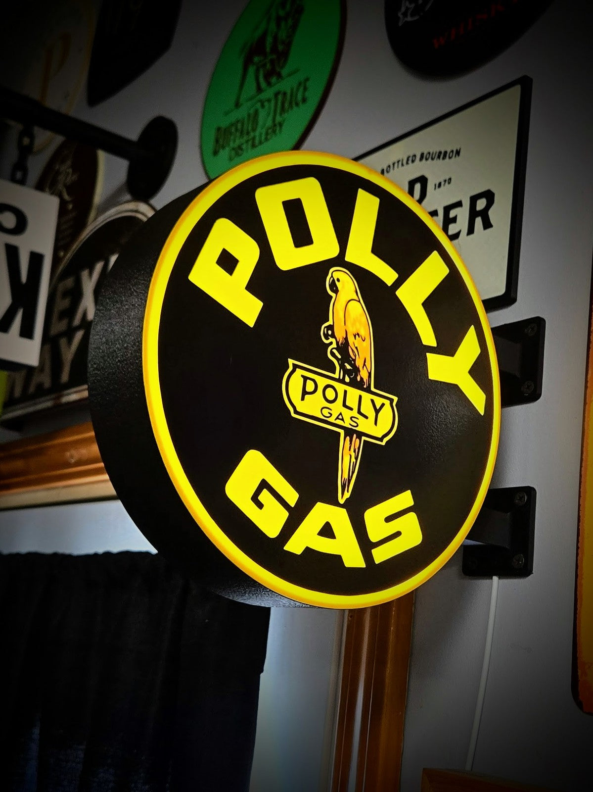 POLLY GAS 12 Inch Light Box LED Sign 3D Printed Wall Decor Man Cave Garage