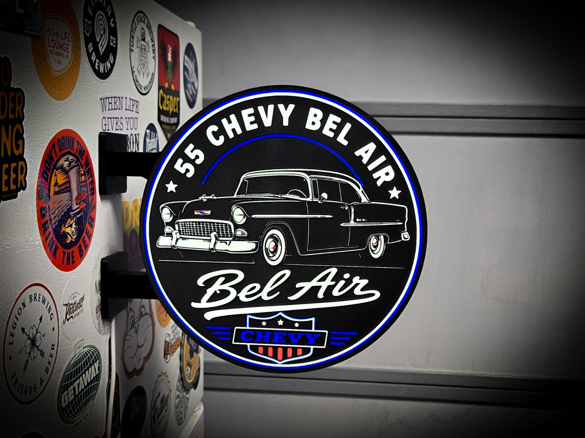 55 CHEVY BEL AIR ~ 2-Sided Round Lightbox