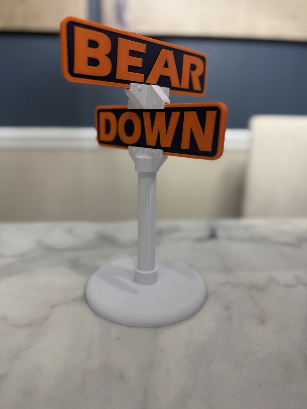 Bear Down Sign | 3D Printed Desk Sign | Chicago Football Fan Gift |
