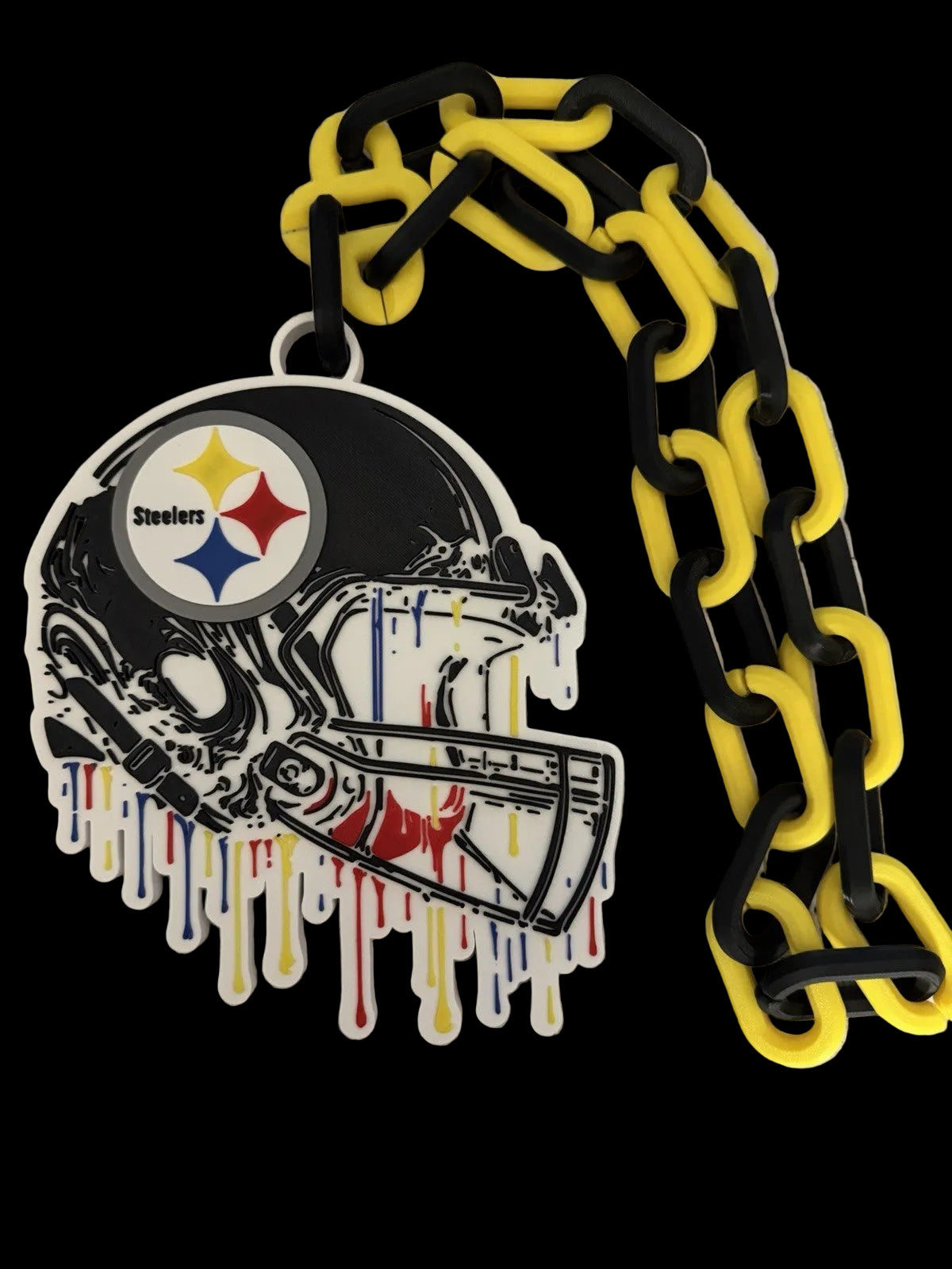 Pittsburgh Steelers Custom Helmet “Drip” Pendant 42” Chain Link Chain3D printed