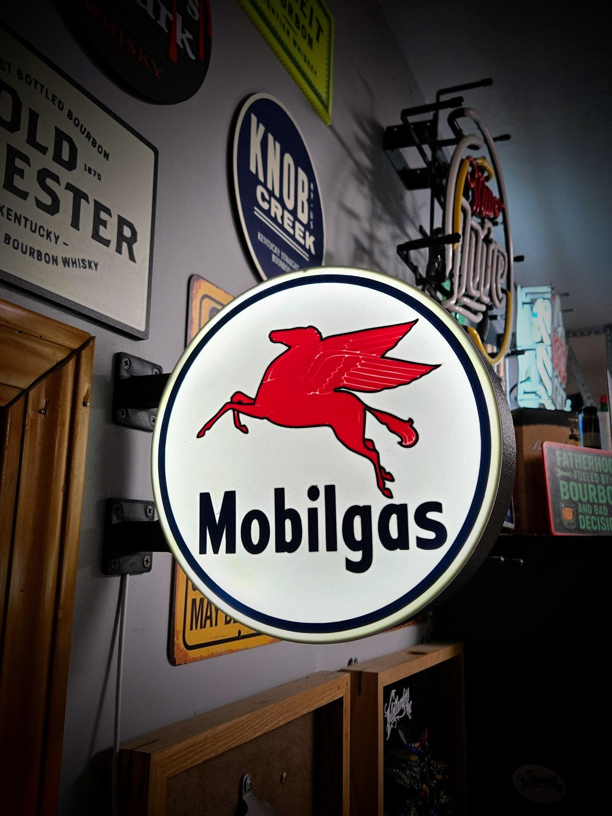 MOBILGAS 12 Inch Light Box LED Sign 3D Printed Wall Decor Man Cave Garage