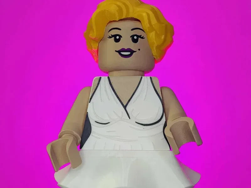 Marilyn Monroe Brick Figure 8 inches tall 3D Printed Lego Inspired