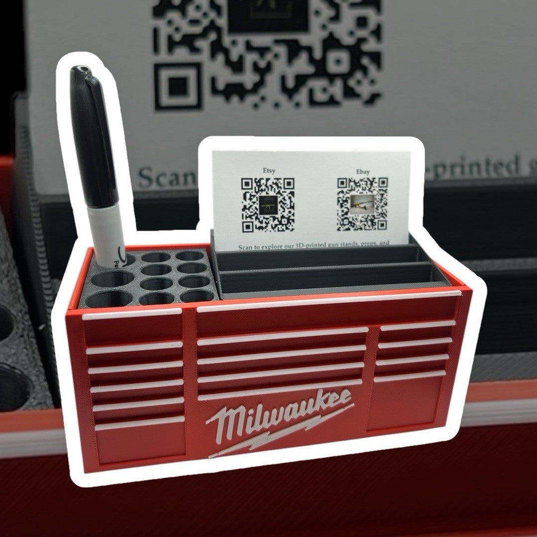 Toolbox Business Card and Pen Holder – Mini Tool Chest Desk Organizer