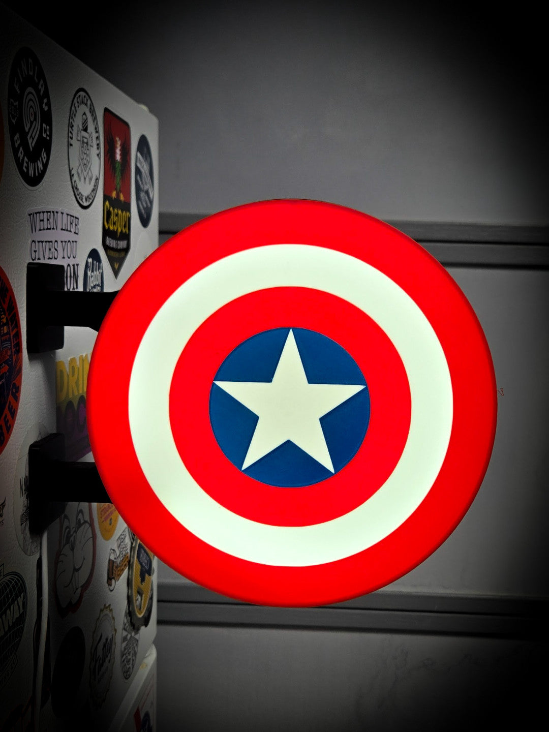 CAPTAIN AMERICA 12 Inch Light Box LED Sign 3D Printed Wall Decor Man Cave Garage