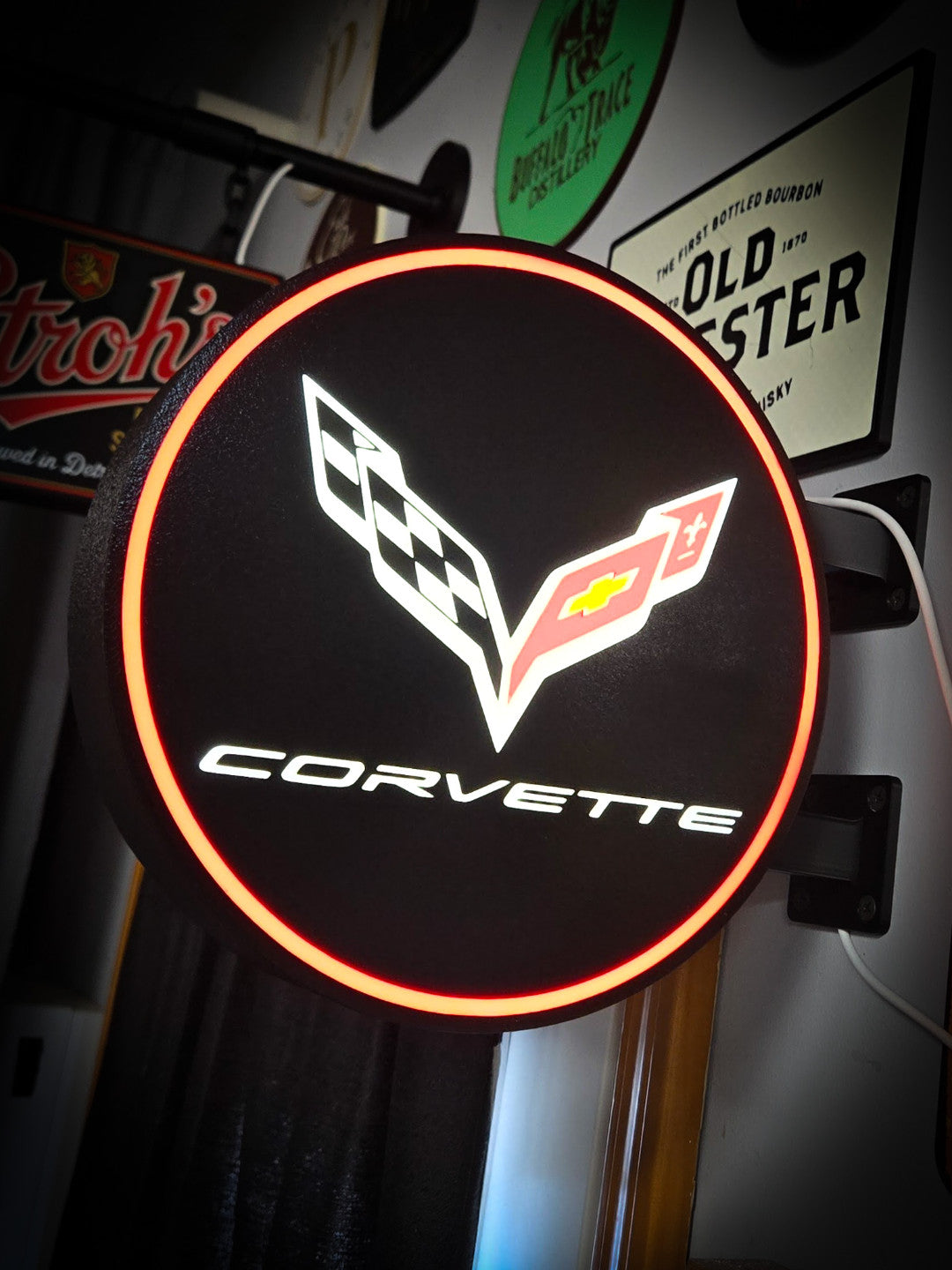 C7 CORVETTE 12 Inch Light Box LED Sign 3D Printed Wall Decor Man Cave Garage