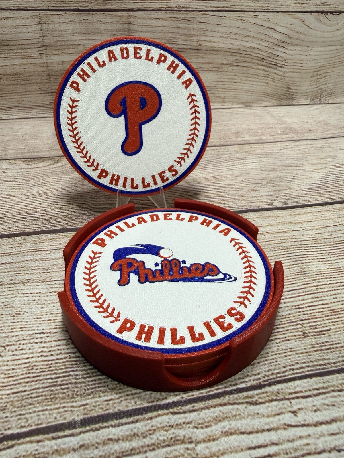 Philadelphia Phillies Custom Drink Coasters Set Of 4 With Holder