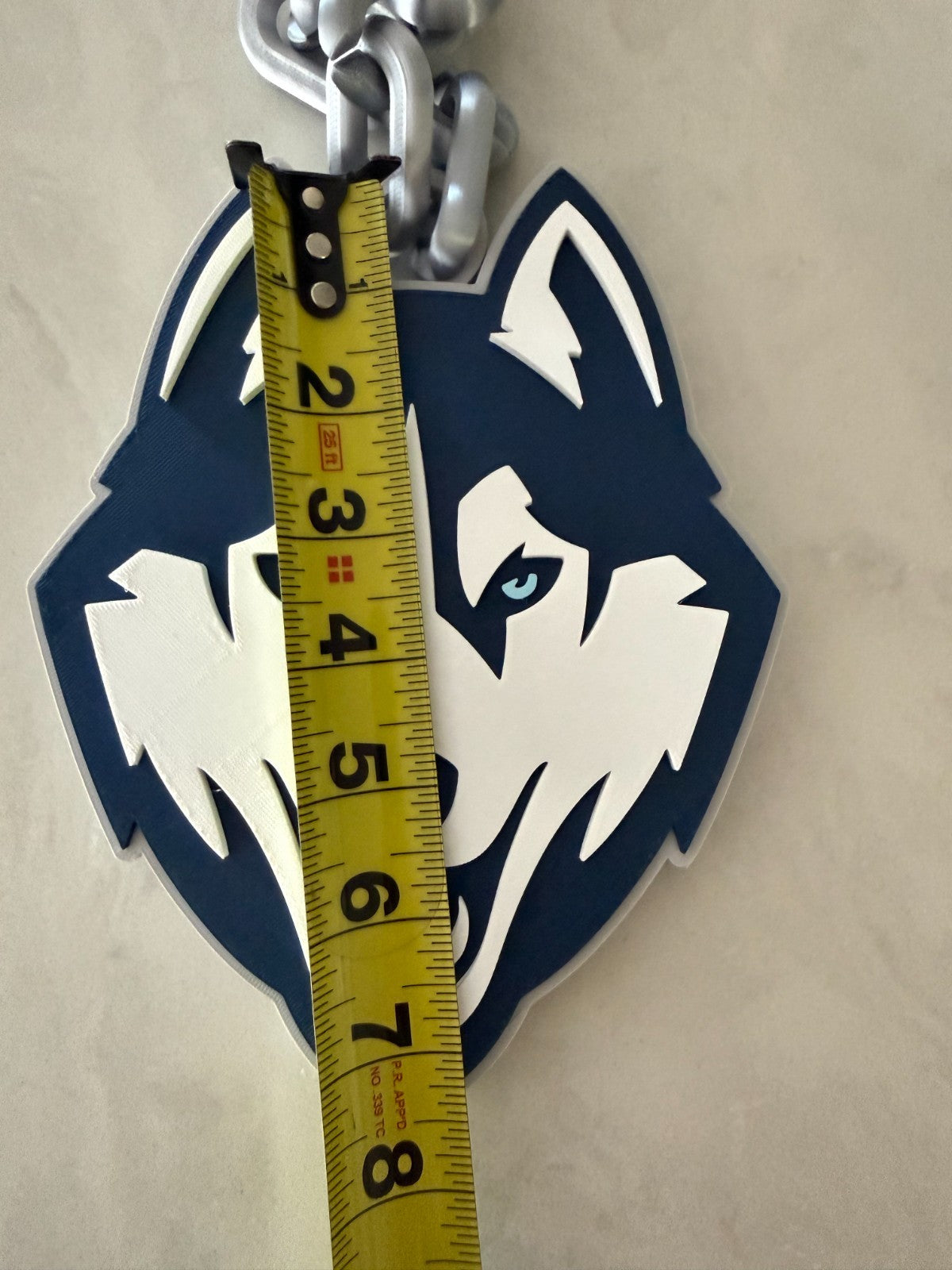 UConn Huskies Logo Oversized Necklace Pendant Turnover Chain Handmade 3D Printed