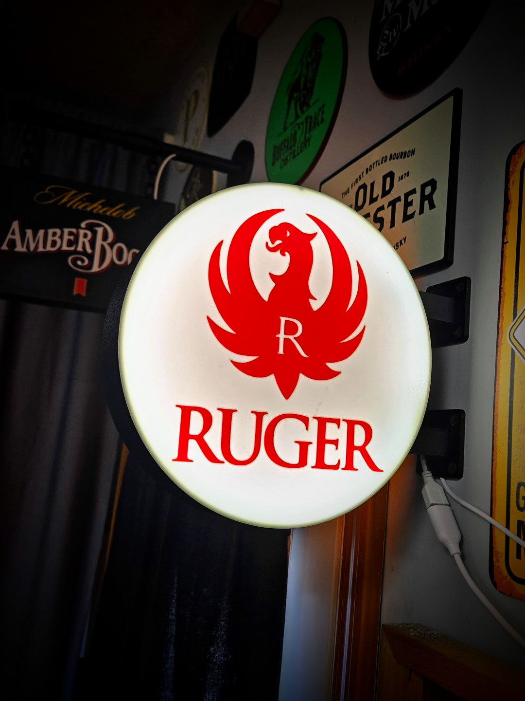 RUGER 12 Inch Light Box LED Sign 3D Printed Wall Decor Man Cave Garage