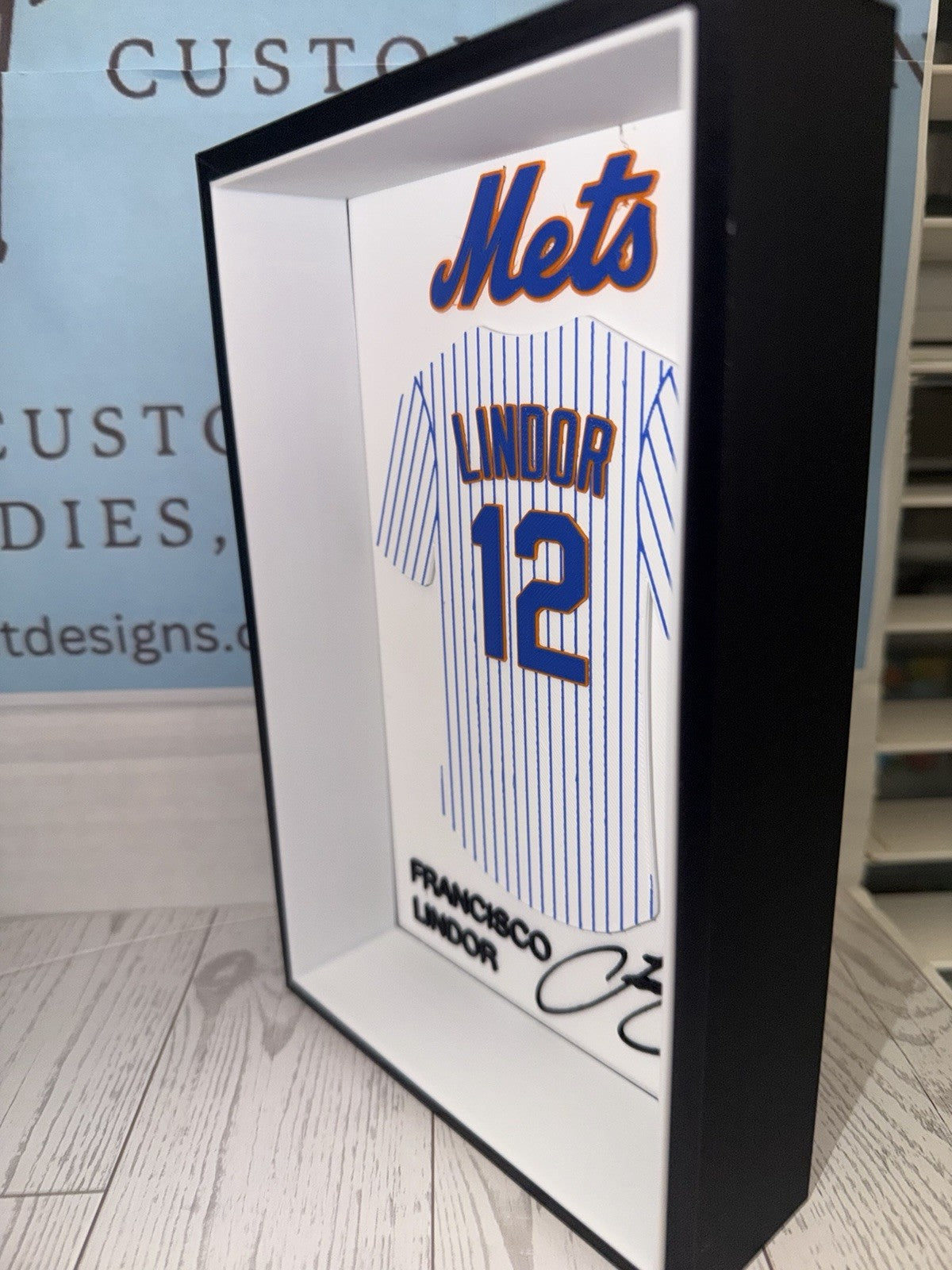 Baseball-NY Lindor Inspired Jersey Display 3D Printed Wall or Desktop Decor