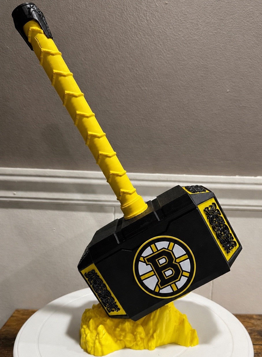 Boston Bruins 13” Thor Hammer & Rock NHL Hockey Unique Fan Gifts Office Man Cave