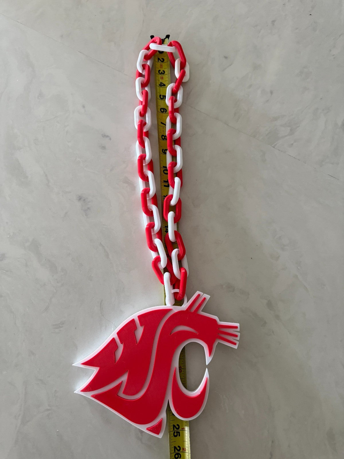 Washington State Cougars Logo Oversized Fan Necklace, Pendant Chain