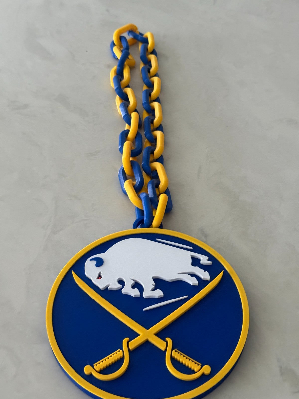 Buffalo Sabres Oversized Necklace, Hype Chain, Logo Pendant 'Game On!'