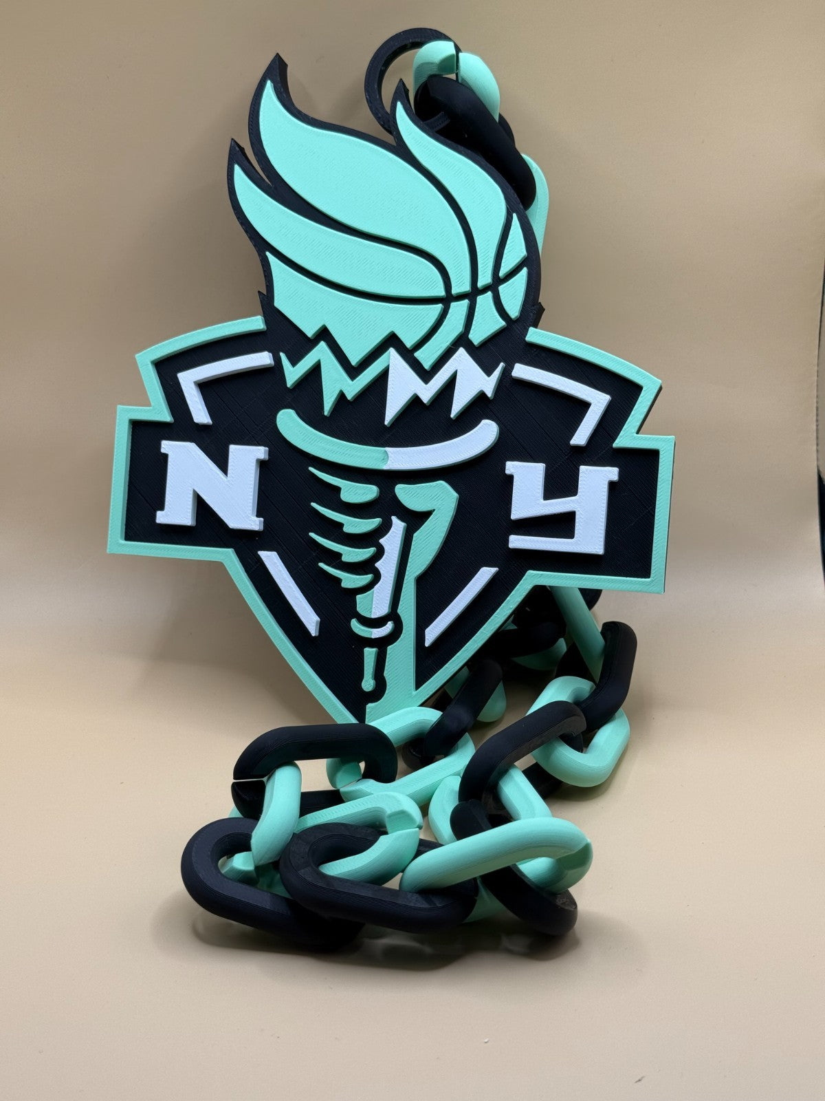New York Liberty Oversized Necklace Hype Turnover Chain WNBA HandMade 3D Printed