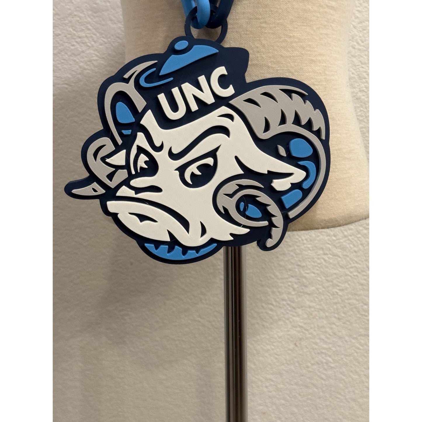 North Carolina Tar Heels Logo Oversized Necklace, Pendant Chain “UNCommon”
