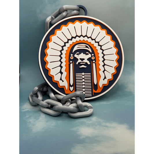 Illinois Fighting Illini  Logo Oversized Necklace, Pendant Chain