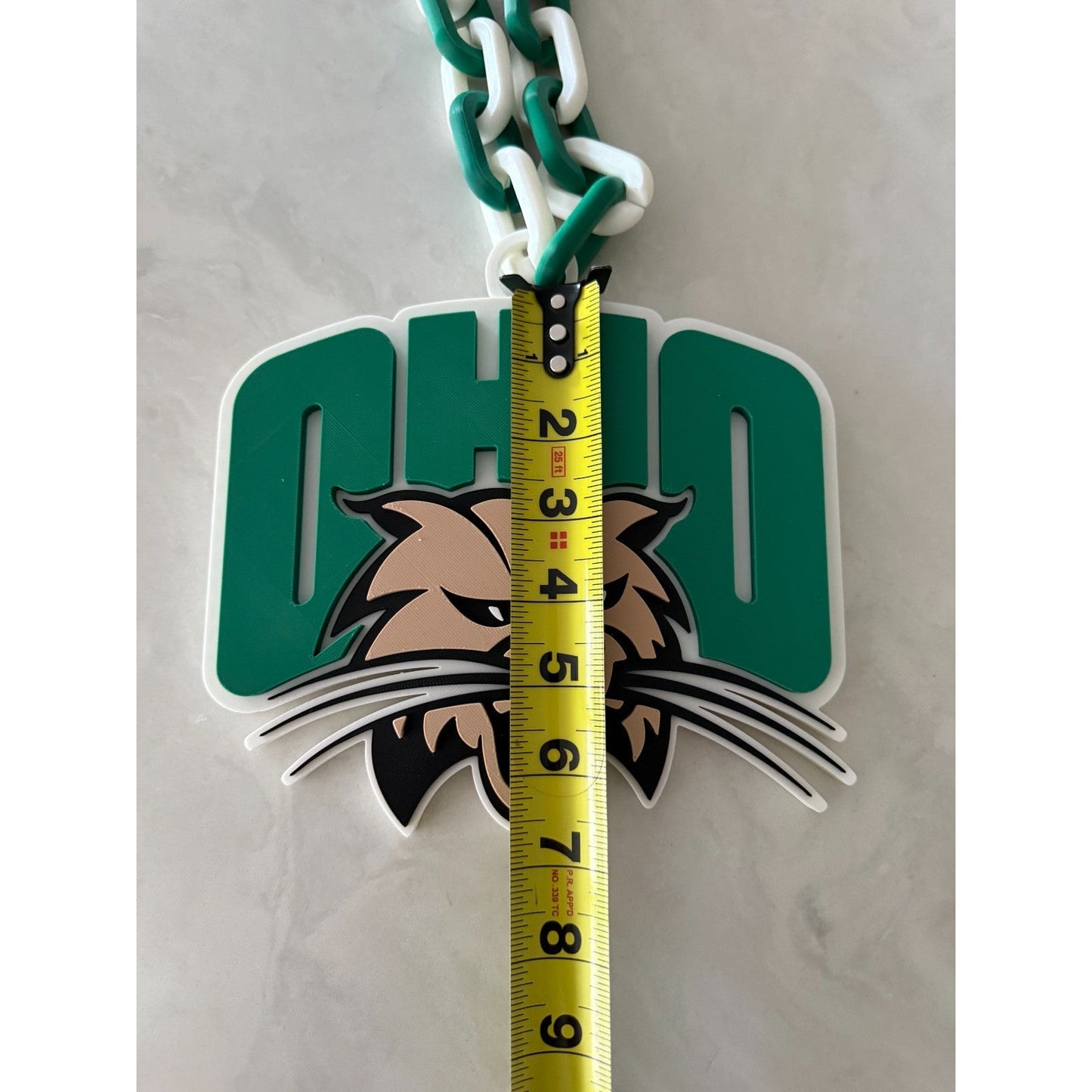 Ohio Bobcats Logo Oversized Fan Necklace Pendant Chain Handmade