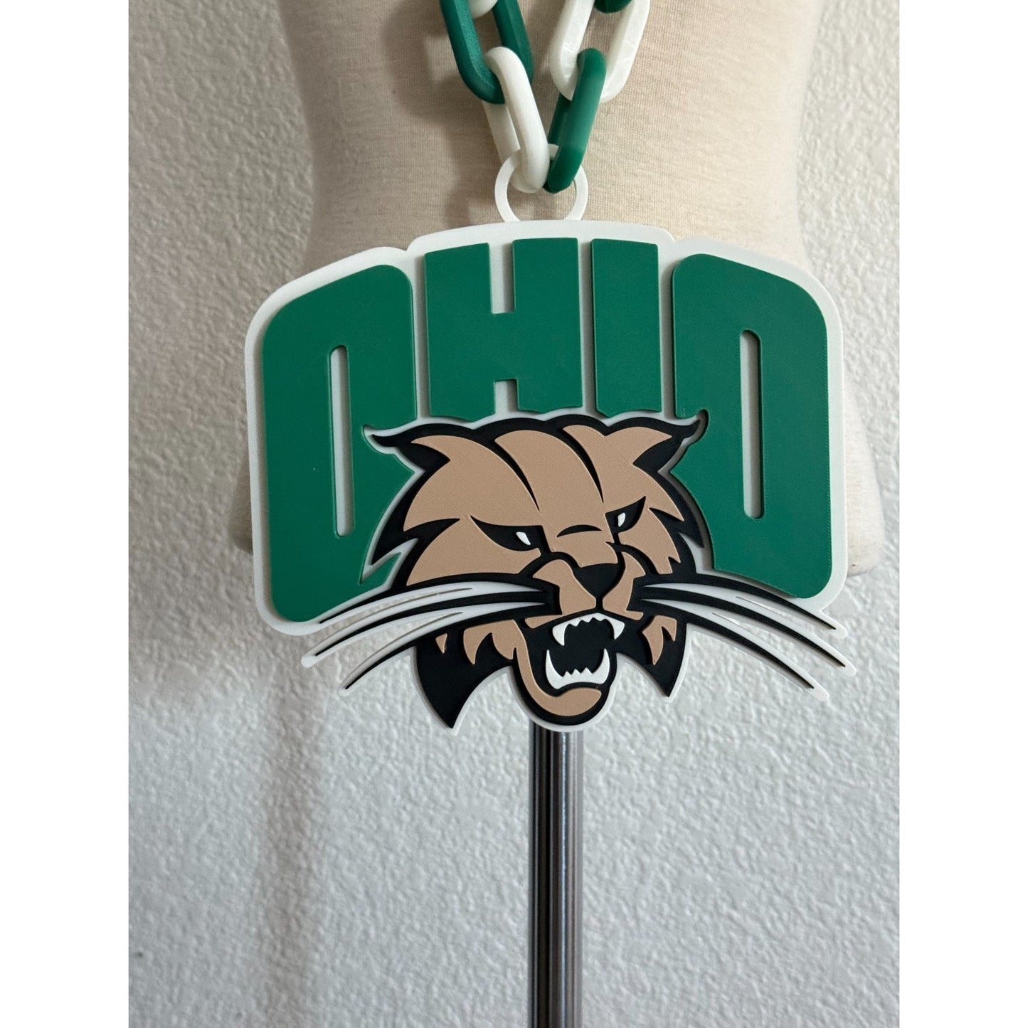 Ohio Bobcats Logo Oversized Fan Necklace Pendant Chain Handmade