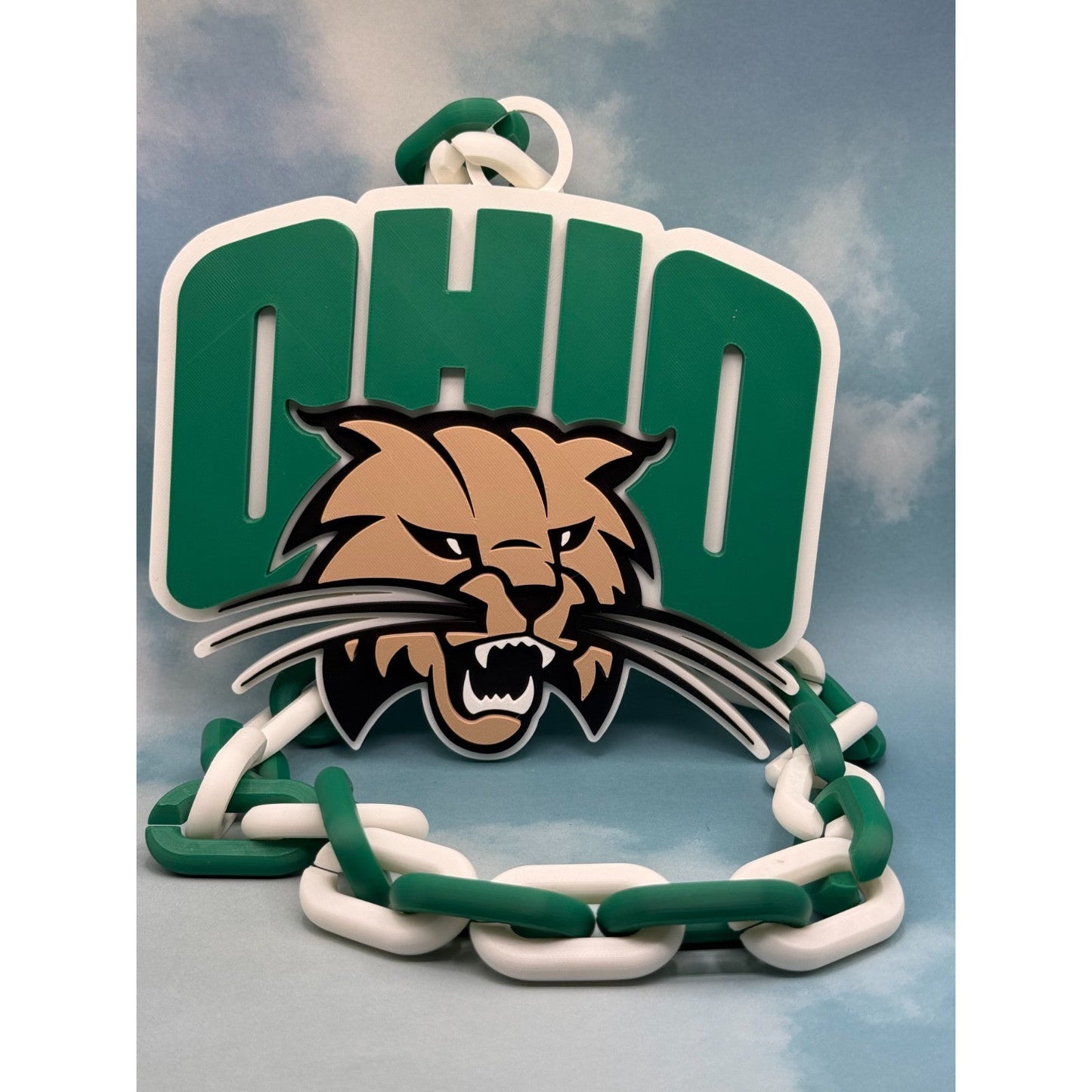 Ohio Bobcats Logo Oversized Fan Necklace Pendant Chain Handmade