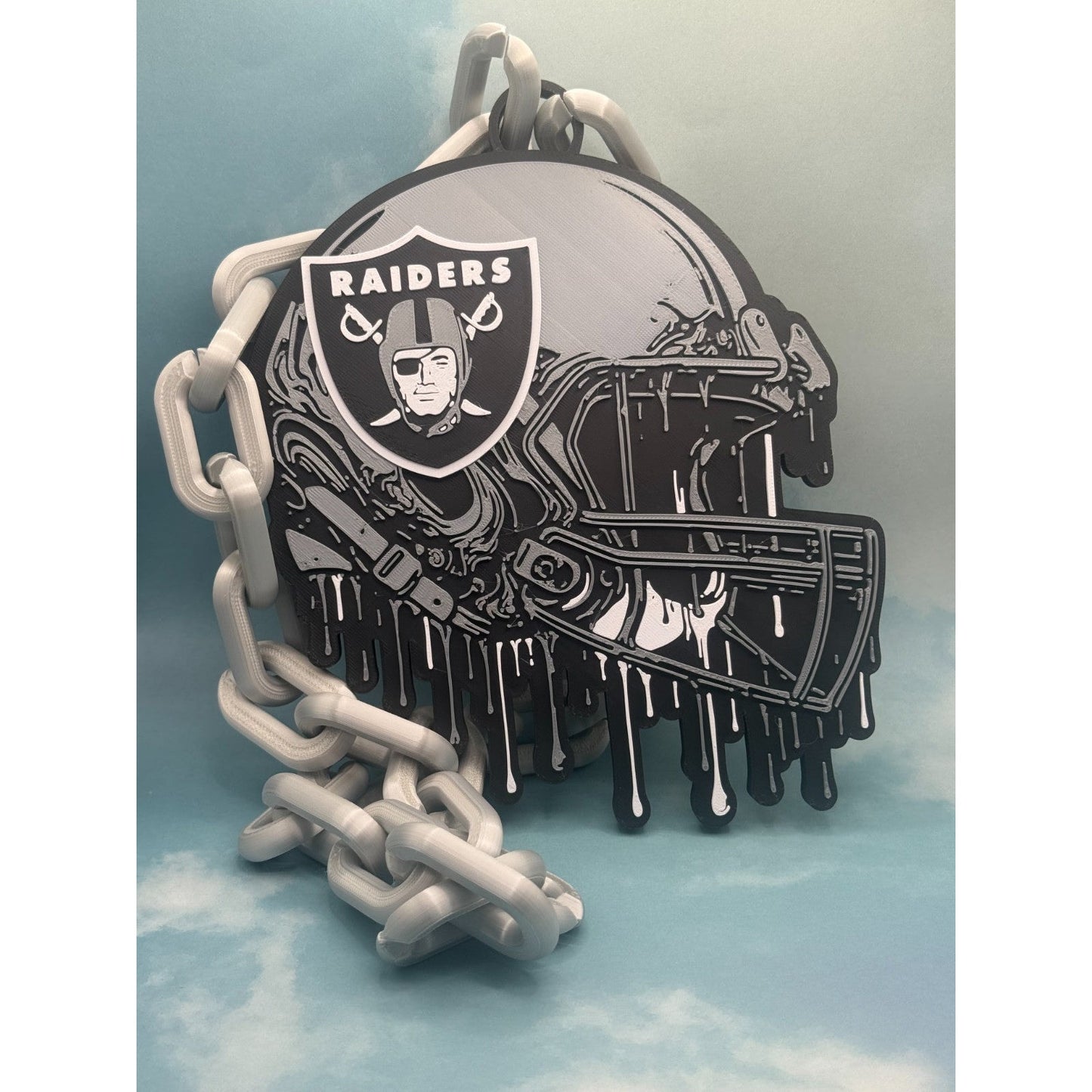 Helmet Drip Las Vegas Raiders Oversized Hype Necklace & Chain "Raider Nation"