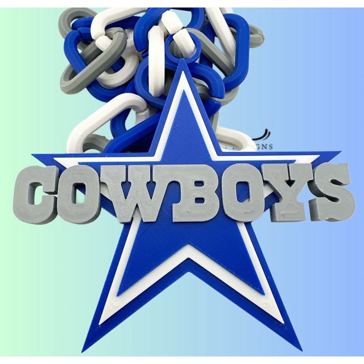 Dallas Cowboys Extra Large 3D Printed Fan Necklace Bold Chain Links 4 Game Day