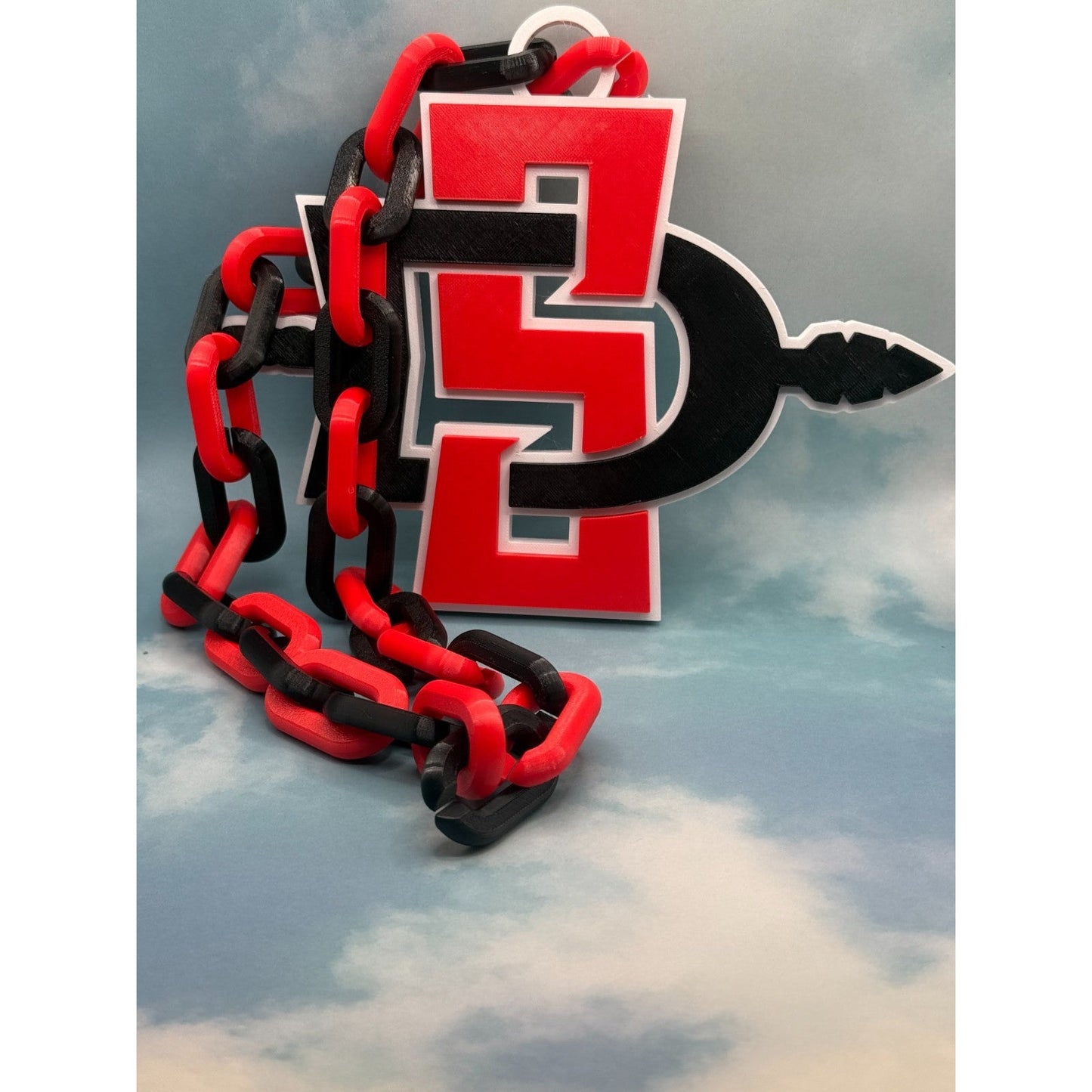 San Diego State Aztecs Logo Oversized Necklace, Fan Pendant Chain
