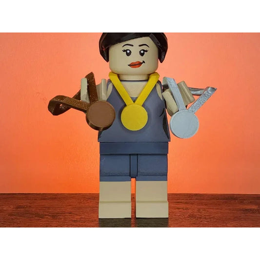 Swimming Champion Brick Figure 8 inches tall 3D Printed Lego Inspired