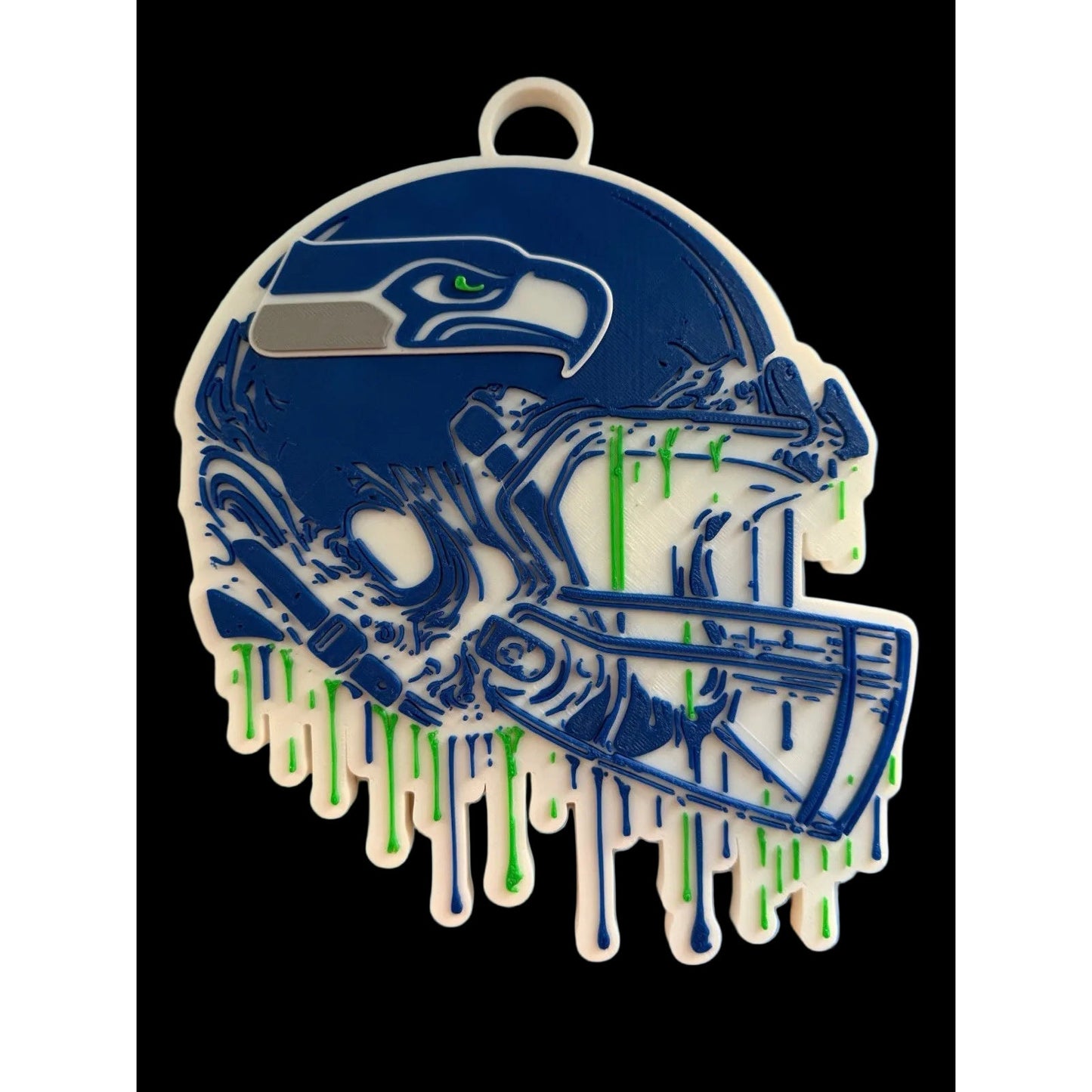 Seattle Seahawks Custom Helmet “Drip”Pendant with 42”Chain Link Chain3D printed
