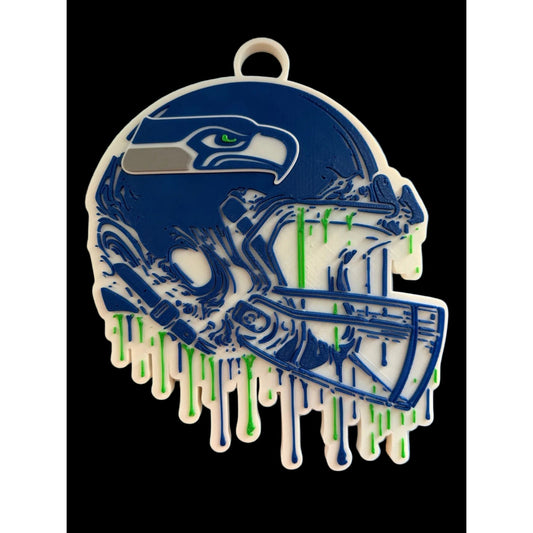 Seattle Seahawks Custom Helmet “Drip”Pendant with 42”Chain Link Chain3D printed