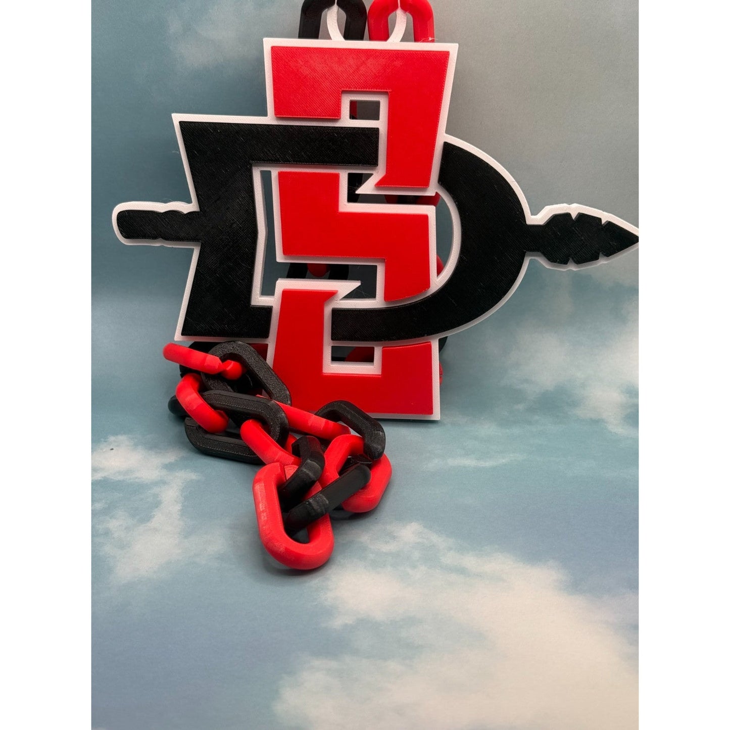 San Diego State Aztecs Logo Oversized Necklace, Fan Pendant Chain