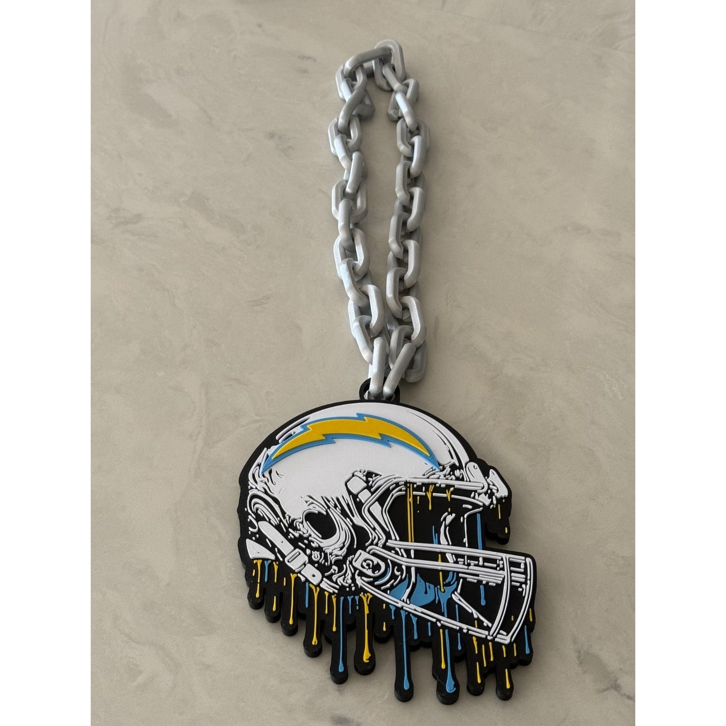 Los Angeles Chargers Helmet Drip, Oversized Necklace, Hype Chain 'Charger Power'