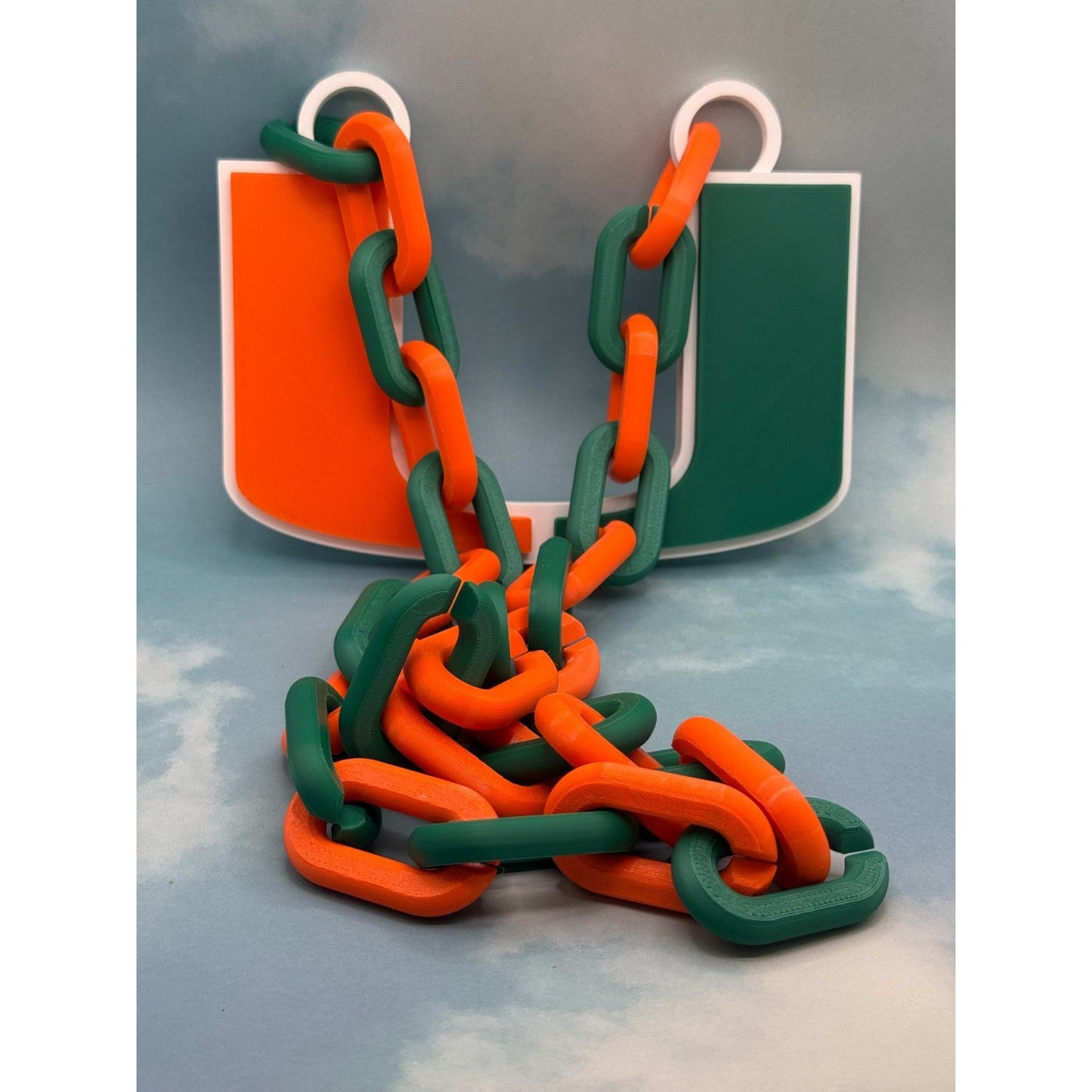 Miami Hurricanes Oversized Chain & Sports Fan Necklaces "C-A-N-E-S"
