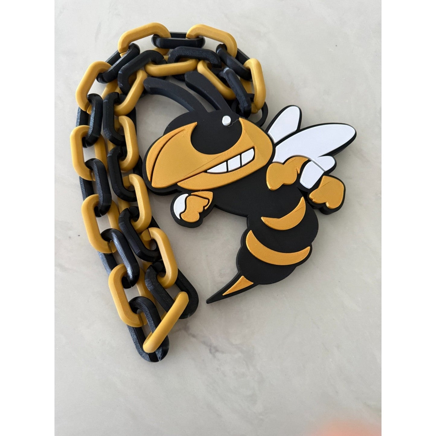 Georgia Tech Yellow Jackets Oversized Chain Necklace "Progress And Service"
