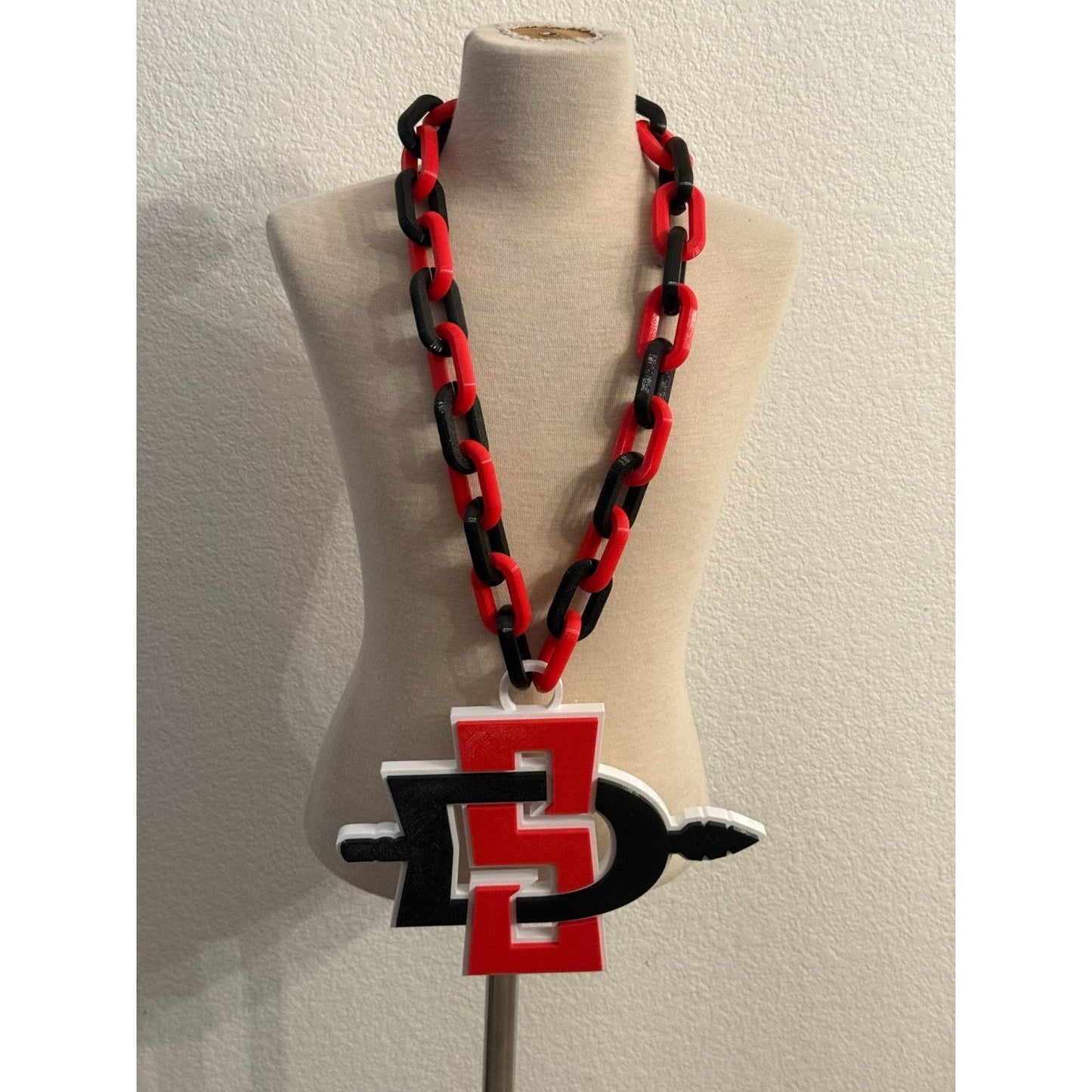 San Diego State Aztecs Logo Oversized Necklace, Fan Pendant Chain