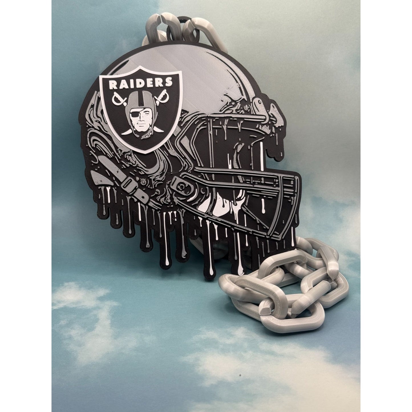 Helmet Drip Las Vegas Raiders Oversized Hype Necklace & Chain "Raider Nation"