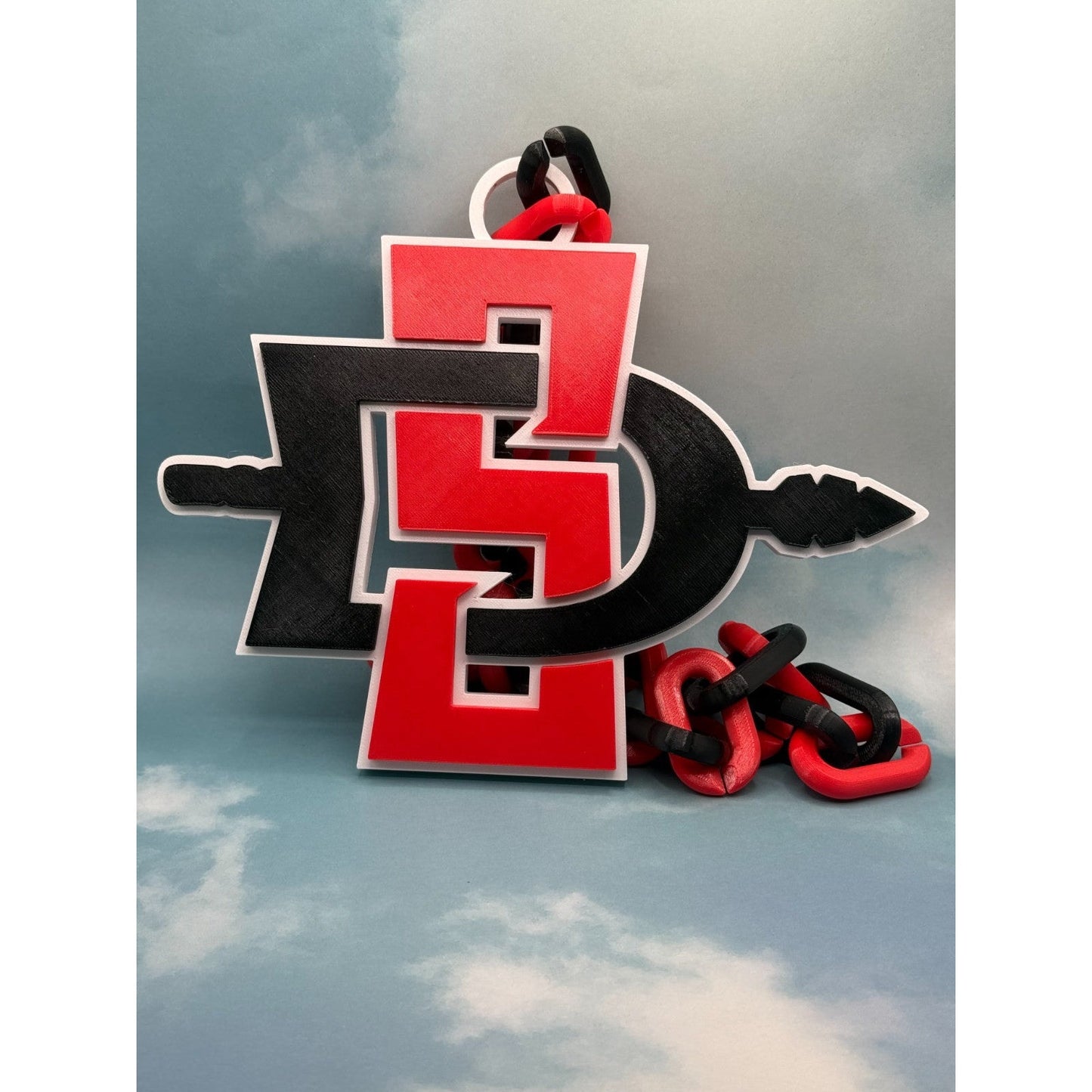 San Diego State Aztecs Logo Oversized Necklace, Fan Pendant Chain