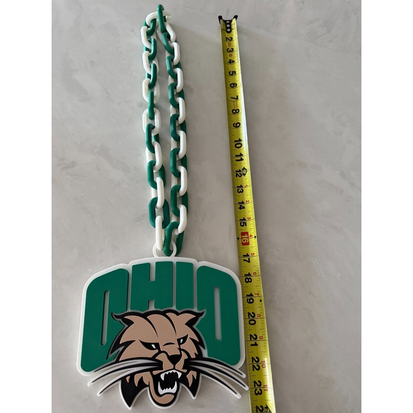 Ohio Bobcats Logo Oversized Fan Necklace Pendant Chain Handmade