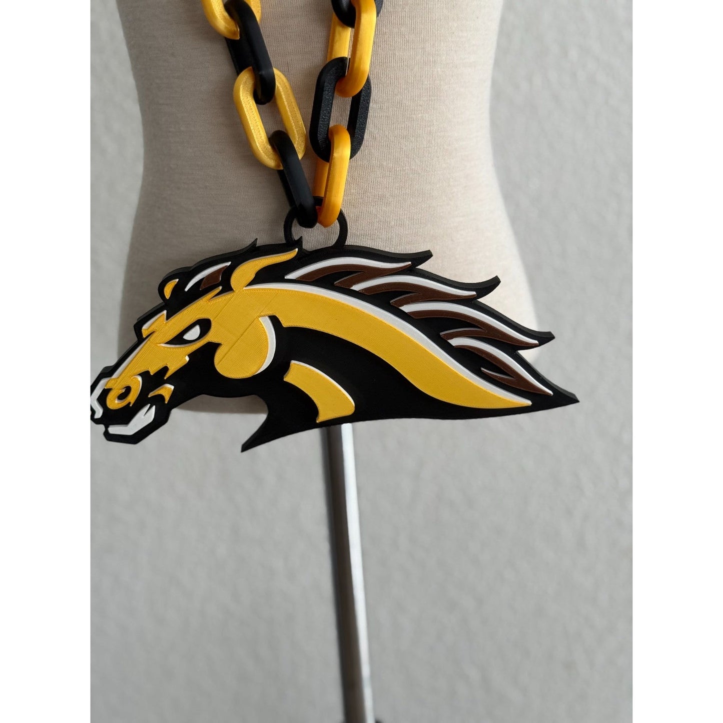 Western Michigan Broncos Logo Oversized Necklace, Pendant Chain,"Row the Boat"