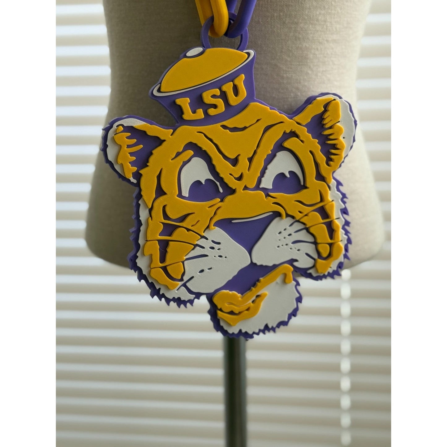 LSU Tigers Logo Oversized Necklace, Pendant Chain "Fighting Tigers"