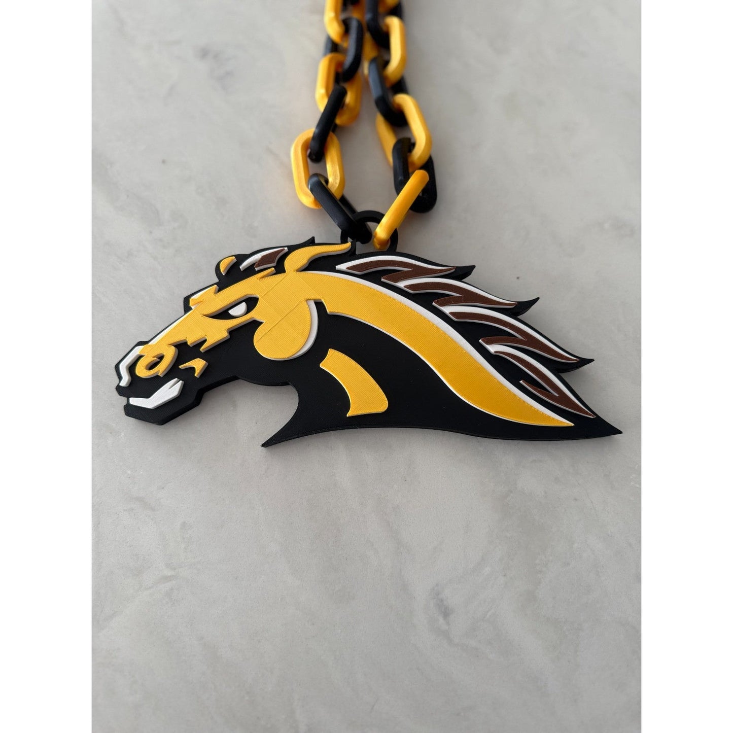 Western Michigan Broncos Logo Oversized Necklace, Pendant Chain,"Row the Boat"