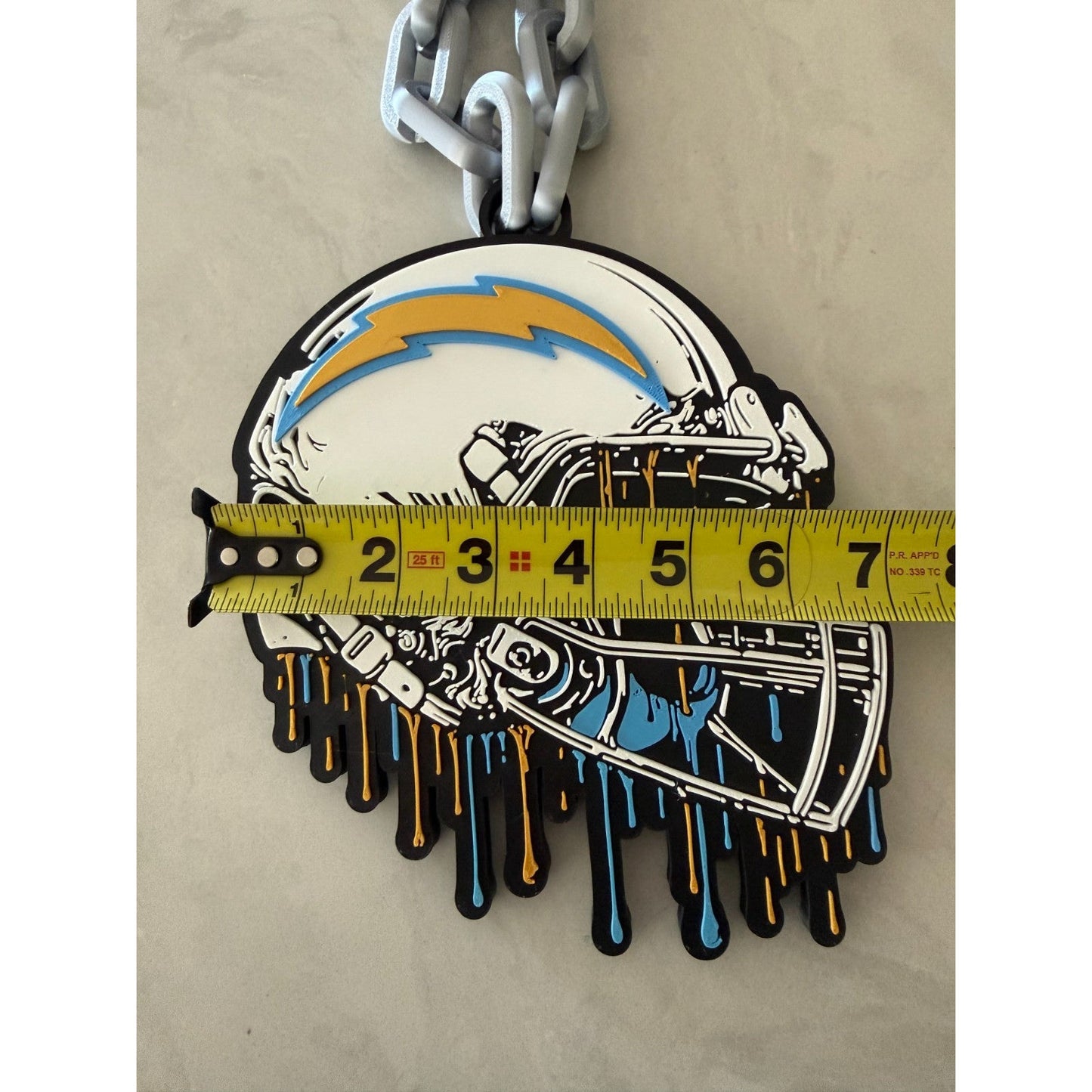 Los Angeles Chargers Helmet Drip, Oversized Necklace, Hype Chain 'Charger Power'