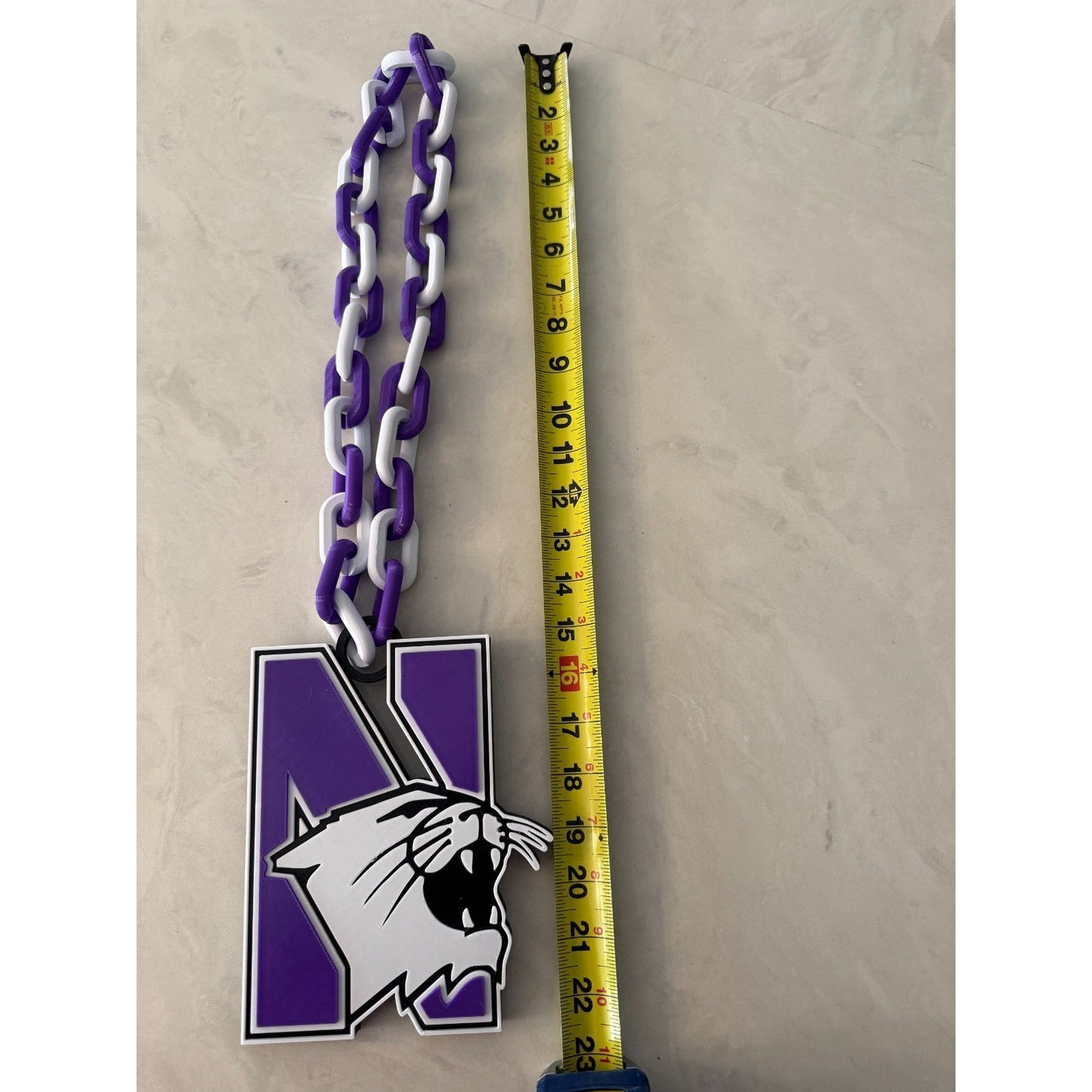 Northwestern Wildcats Logo Oversized Necklace, Pendant Chain