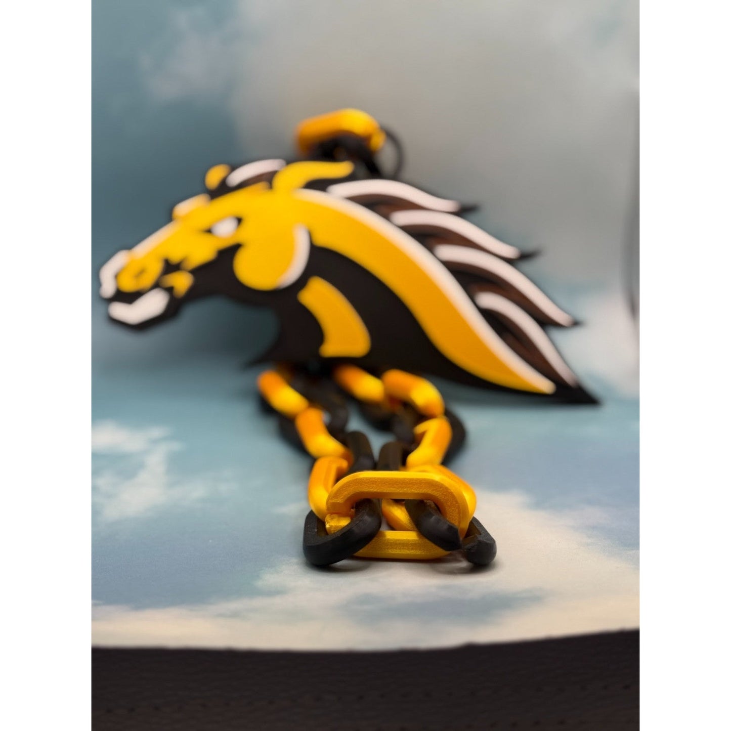 Western Michigan Broncos Logo Oversized Necklace, Pendant Chain,"Row the Boat"