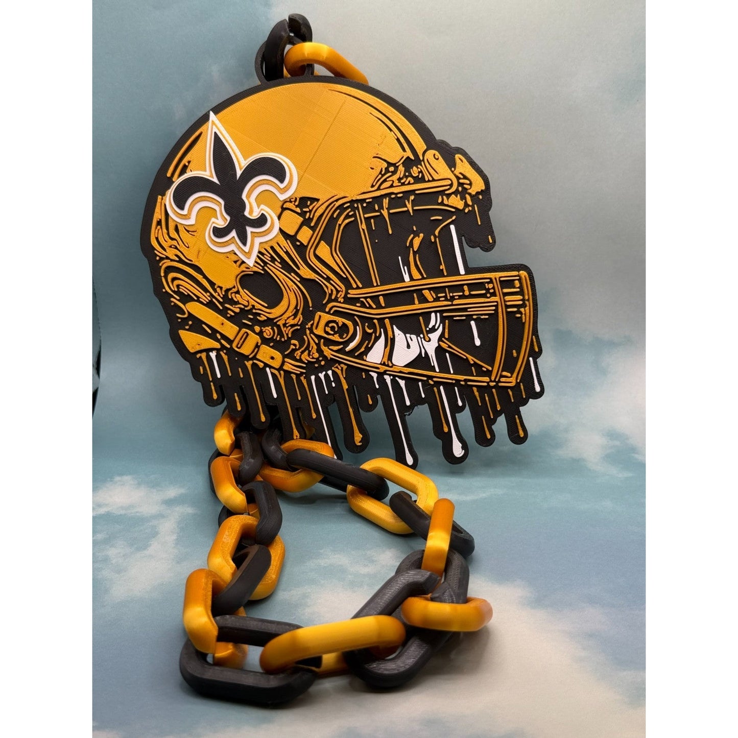 New Orlean Saints Fan Helmet Drip Hype Oversized Chain, Who dat?