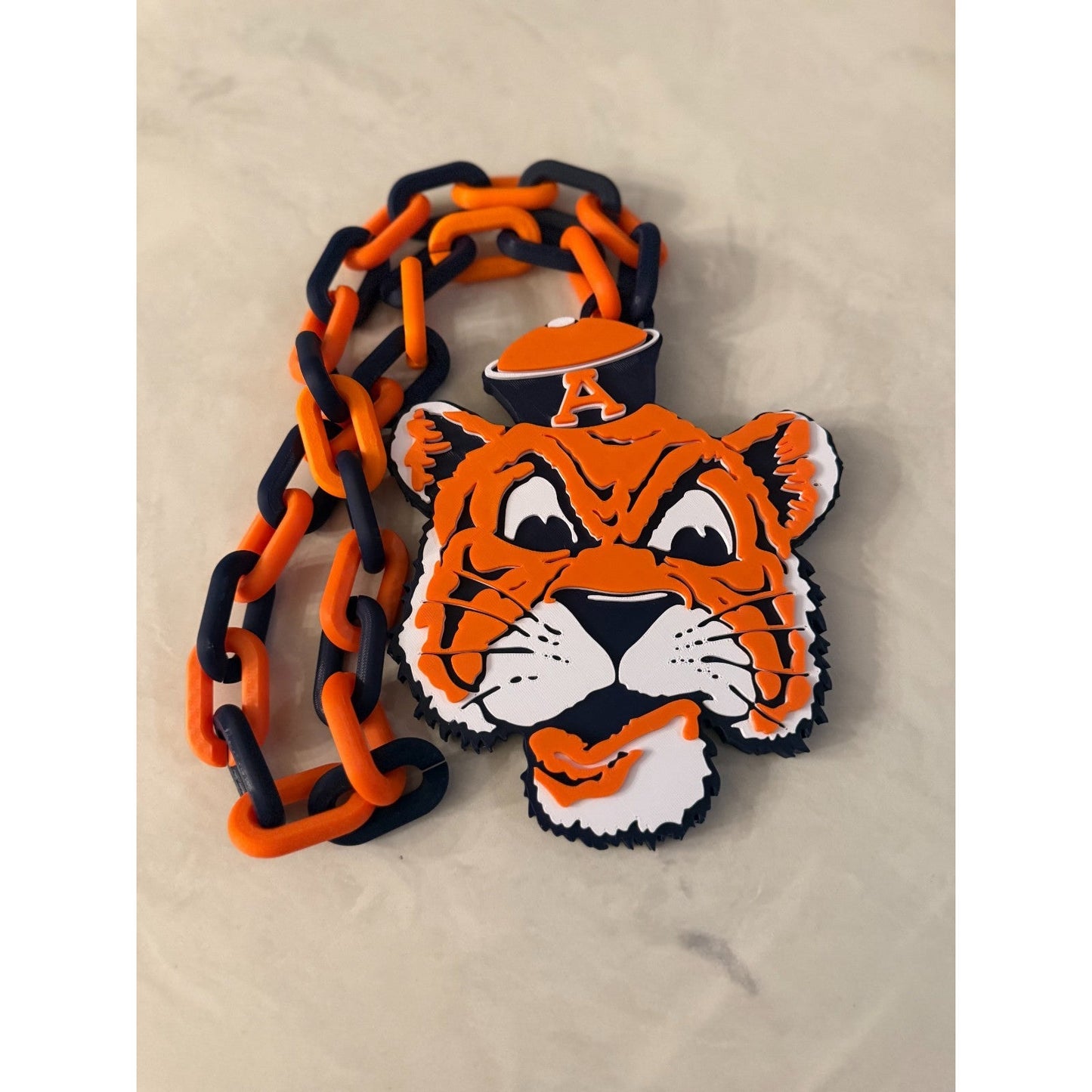 Auburn Tigers Retro Logo Oversized Necklace, Hype Chain “War Eagle”